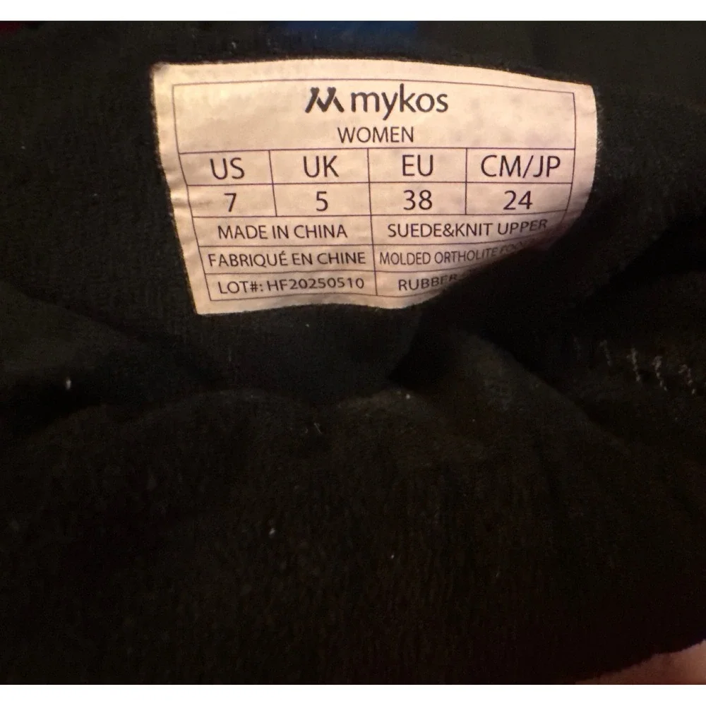 Mykos Maria Suede Knit Slouch Ankle Boots Black Lug Sole OrthoLite Women's 7